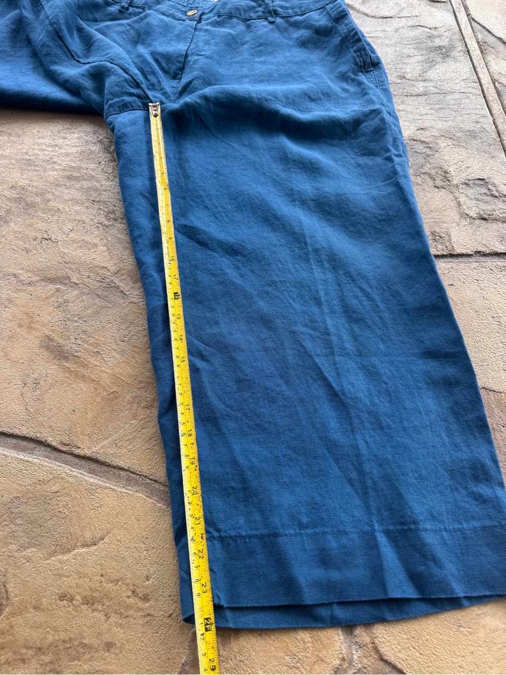 J. Jill Love Linen XL Blue 100% Linen Cropped Pants Elastic Waist - Picture 11 of 13